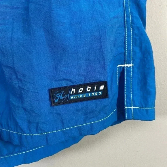 Hobie Swim Trunks Mens Size L Blue White Drawstring Lined Board Shorts 90's - Picture 2 of 10